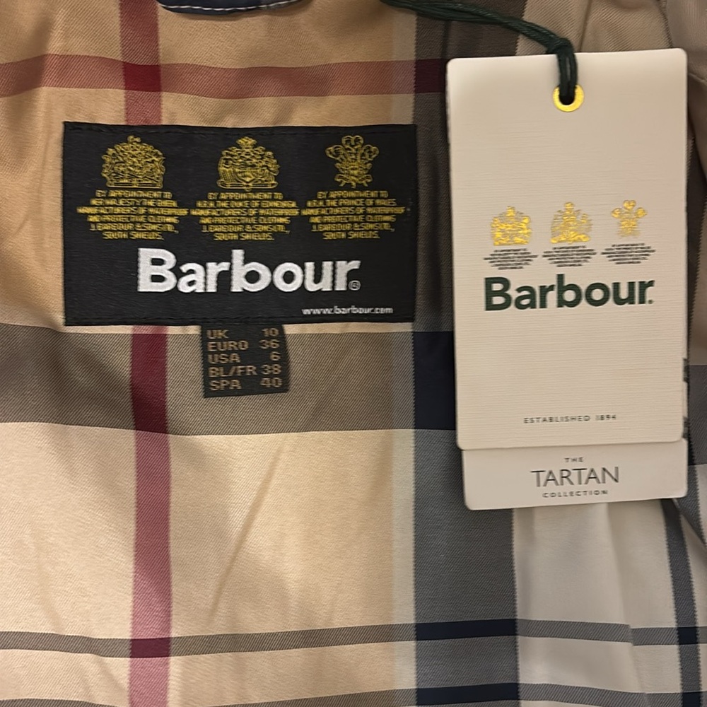 BNWT Barbour Millfire tartan quilted jacket in olive / hessian - size US 6 UK 10 - Picture 8 of 12